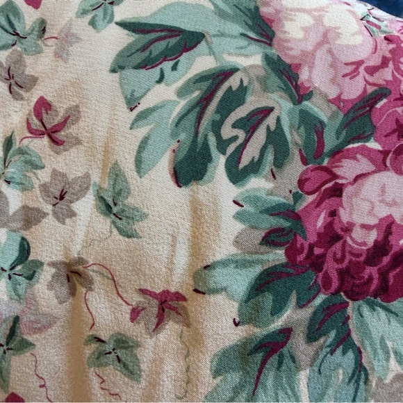 lauren ralph lauren 100% silk floral wrap skirt cream green red chic spring - Picture 7 of 9